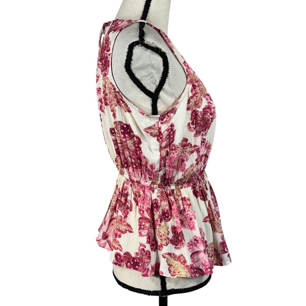 Old Navy Small Top Floral Adjustable Halter Neck Keyhole V-Neck Sleeveless Multi - Picture 3 of 9